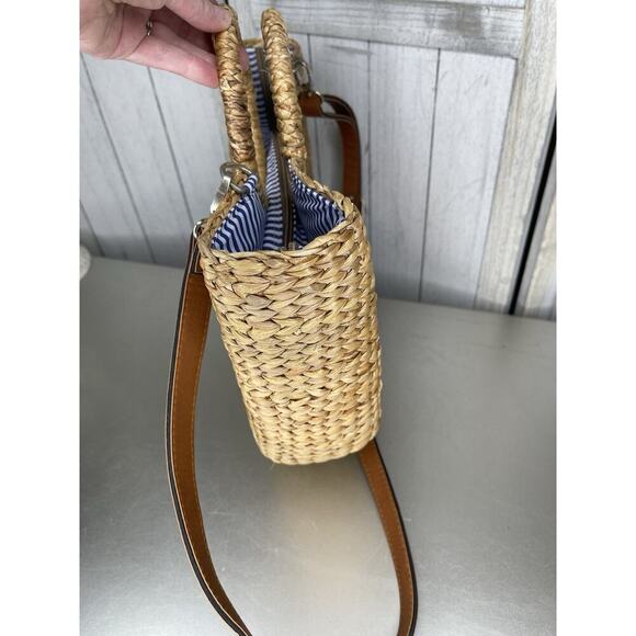 Sea & Grass Woven Straw Top Handle Bag Beach Boho With Strap - Picture 2 of 7